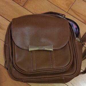 Brown Crossbody Bag with Gold Accent